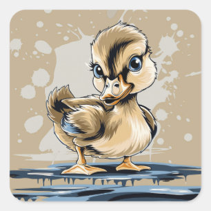 Niedlicher Duck Quadratischer Aufkleber