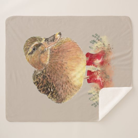 Niedlicher Duckkautschuk in Aquarellfarbe Stiefel  Sherpadecke (Vorderseite (Horizontal))