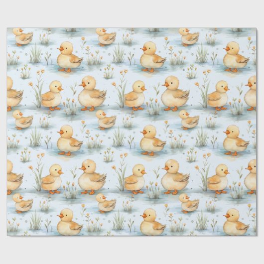Niedlicher Duckling Spring Baby Duwer Gender-Beric Geschenkpapier (Flach)