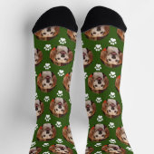 Niedlicher dunkelgrüner Begleiter Foto & Paw druck Socken (Oben)