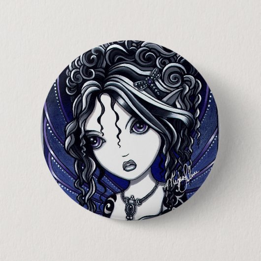 Niedlicher dunkler eleganter Feen-Knopf Athene Button (Vorderseite)