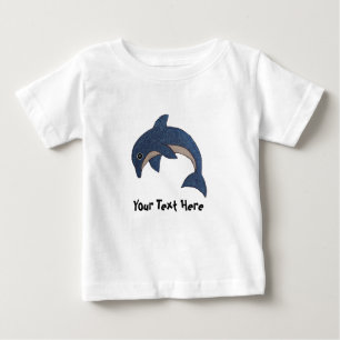 Niedlicher Dunkler Ozean Blaue Dolphin Weißflecken Baby T-shirt