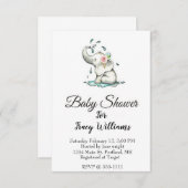 Niedlicher DuschElefant Einladung (Vorne/Hinten)