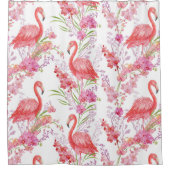 Niedlicher Duschvorhang aus Flamingo am Strand (Vorderseite)