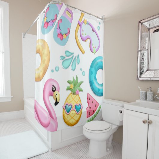 Niedlicher Duschvorhang für kid Tropical Beach (Beispiel)
