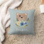 Niedlicher Dusty Blue Teddy Bärenname Kinder Kissen (Decke)