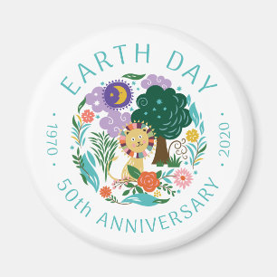 Niedlicher Earth Day 2020 Happy Lion in Nature 50. Magnet