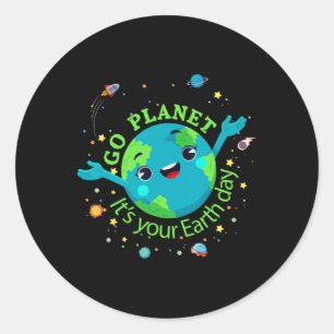 Niedlicher Earth Day Rettete unser Planet Women Gi Runder Aufkleber
