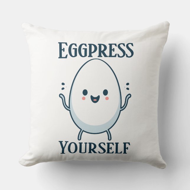 Niedlicher "Eggpress Yourself" Funny Pub Kissen (Vorderseite)