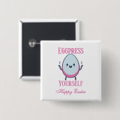 Niedlicher "Eggpress Yourself"-Osterpuff Button (Vorne & Hinten)