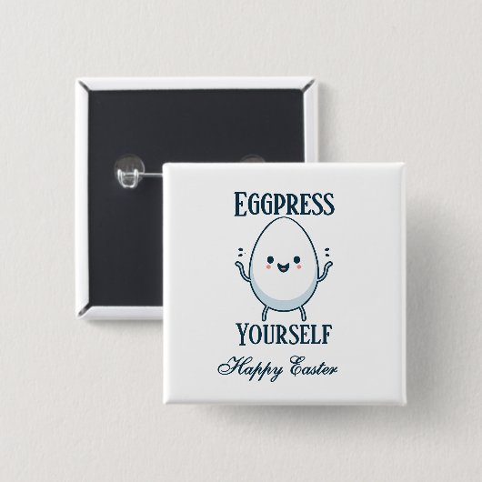 Niedlicher "Eggpress Yourself"-Osterpuff Button (Vorne & Hinten)