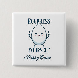 Niedlicher "Eggpress Yourself"-Osterpuff Button
