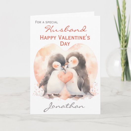 Niedlicher Ehemann Penguin Liebe Valentinstag Karte (Vorderseite)