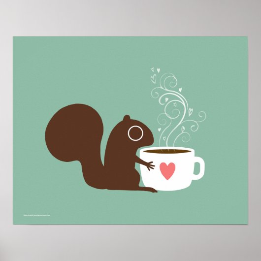 Niedlicher Eichhörnchen-Kaffee Lover | Whimsistisc Poster (Vorne)