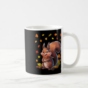 Niedlicher Eichhörnchen Mit Herbstlaub Herbsttier Kaffeetasse