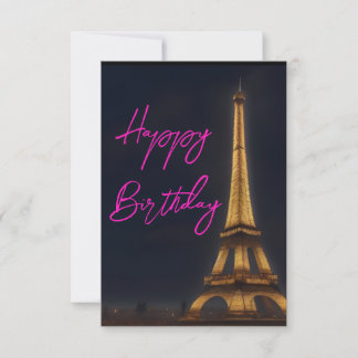 Niedlicher Eiffelturm Pink Happy Geburtstagskarte Dankeskarte