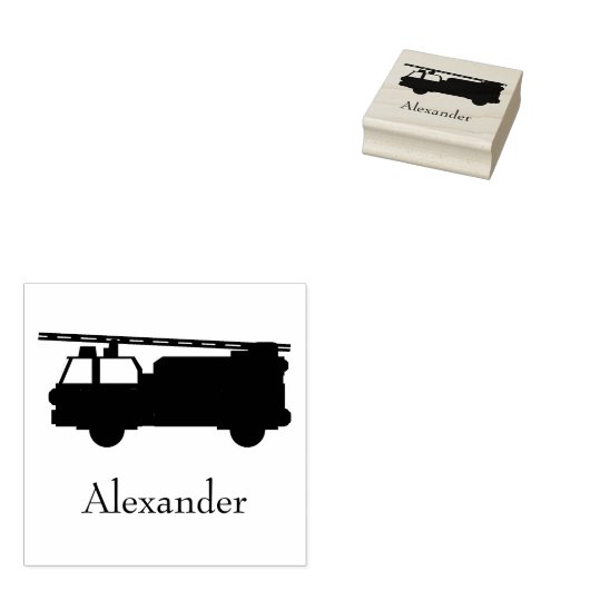 Niedlicher Eigenname Firetruck Custom Initial Gummistempel (Stempel)