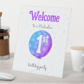 Niedlicher einfacher Ballon 1. Geburtstag Willkomm Sockelschild (In Situ)