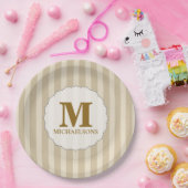 Niedlicher, einfacher, brauner Streifen, einfach M Pappteller (Party)