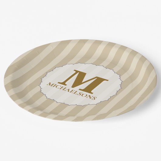 Niedlicher, einfacher, brauner Streifen, einfach M Pappteller (Schrägansicht)