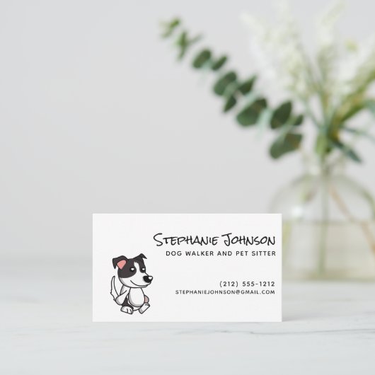 Niedlicher einfacher Hundewalker oder Haustier mit Visitenkarte (Stehend Vorderseite)