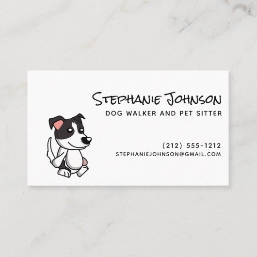 Niedlicher einfacher Hundewalker oder Haustier mit Visitenkarte (Vorderseite)