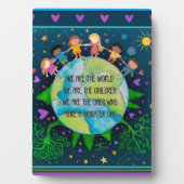 Niedlicher, einfacher Kids World Zitat Farbiger Sp Fotoplatte (Vorderseite)
