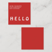Niedlicher einfacher mutiger Rot-HALLO Quadratische Visitenkarte (Vorne/Hinten)