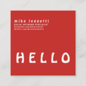 Niedlicher einfacher mutiger Rot-HALLO Quadratische Visitenkarte (Vorderseite)