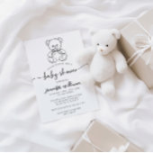Niedlicher, einfacher Teddybär mit Bow Baby Boy Du Einladung