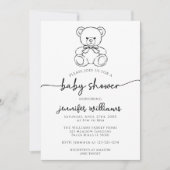 Niedlicher, einfacher Teddybär mit Bow Baby Boy Du Einladung (Vorderseite)