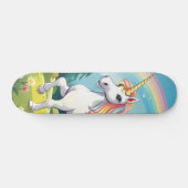 Niedlicher Einhorn-Cartoon Skateboard (Horizontal)