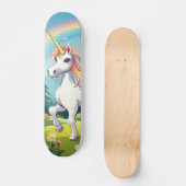 Niedlicher Einhorn-Cartoon Skateboard (Vorderseite)