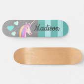 Niedlicher Einhorn Glitzer Aquamarin Herz Kinder P Skateboard (Horizontal)
