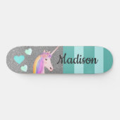 Niedlicher Einhorn Glitzer Aquamarin Herz Kinder P Skateboard (Horizontal)