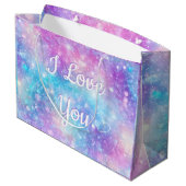 Niedlicher Einhorn Glitzer I Liebe Sie Personalisi Große Geschenktüte (Rückseite Schrägansicht)