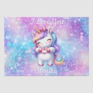Niedlicher Einhorn Glitzer I Liebe Sie Personalisi Seidenpapier