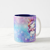 Niedlicher Einhorn Glitzer I Liebe Sie Personalisi Zweifarbige Tasse (VorderseiteRechts)