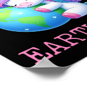 Niedlicher Einhorn Happy Earth Day Groovy Women Me Poster (Ecke)