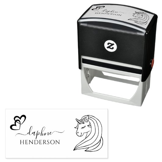Niedlicher Einhorn-Individuelle Name Elegante Skri Permastempel (Beispiel)