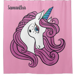 Niedlicher Einhorn-individuelle Name und Duschvorh Duschvorhang