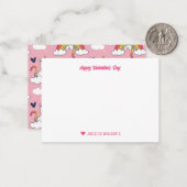 Niedlicher Einhorn Katze Regenbogen Cloud Valentin Mitteilungskarte (Vorderseite/Rückseite Beispiel)