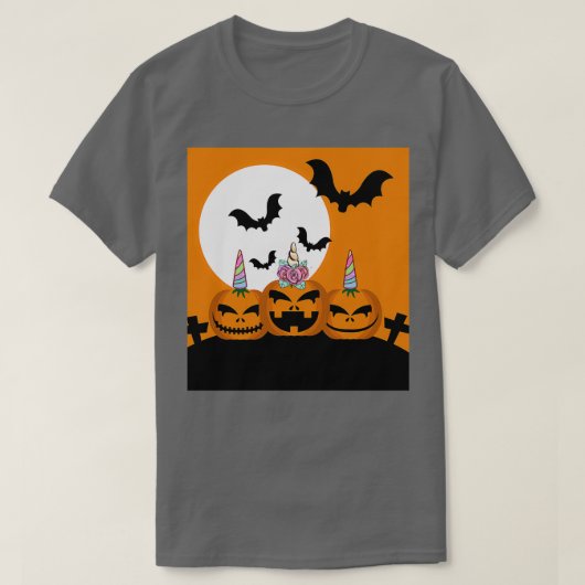 Niedlicher Einhorn-Kürbis zu Halloween T-Shirt (Design vorne)