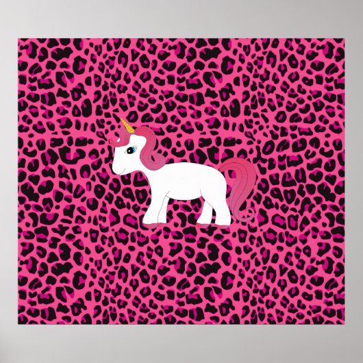 Niedlicher Einhorn-Leopardendruck Poster (Vorne)