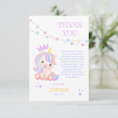Niedlicher Einhorn Magical Banner Kindergeburtstag Dankeskarte (Stehend Vorderseite)
