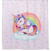 Niedlicher Einhorn-Regenbogen Duschvorhang (Vorderseite)