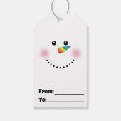 Niedlicher Einhorn-Regenbogen-Horn Nose Snowman Geschenkanhänger (Vorderseite)