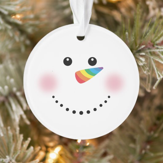 Niedlicher Einhorn-Regenbogen-Horn Nose Snowman Ornament (Baum)