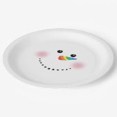 Niedlicher Einhorn-Regenbogen-Horn Nose Snowman Pappteller (Schrägansicht)