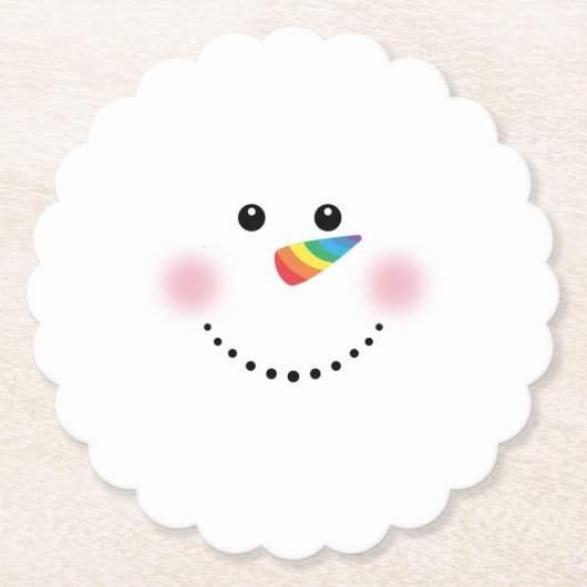 Niedlicher Einhorn-Regenbogen-Horn Nose Snowman Untersetzer (Vorderseite)